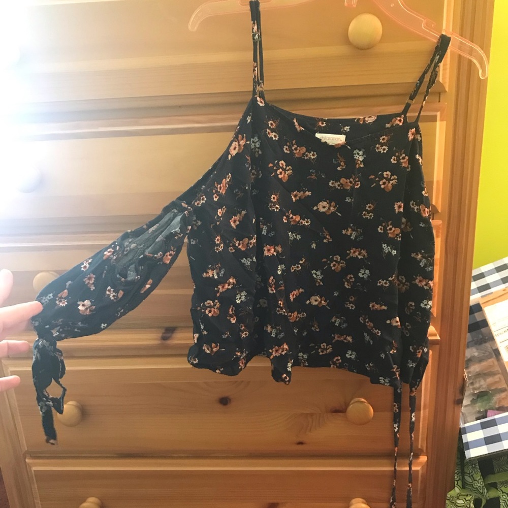 Dark Blue Off the Shoulder Crop Top